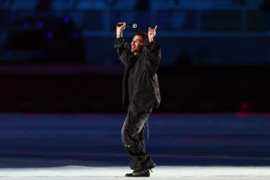 Ahmed Saad is singing at the opening of the Egypt Capital Cup tournament at the FIFA Series between Egypt and New Zealand at New Capital Stadium in Egypt, on March 22, 2024. (Photo by Ayman Aref/NurPhoto via Getty Images)