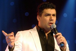 Lebanese singer Fares Karam performs, late 12 October 2007, at the Mina al-Salam hotel in Dubai during Music Plus TV gala during the first day of the Eid al-Fitr festival. The gala performance hosted several Arab pop and classical singers, including Saudi singer Rashid al-Maged, Lebanese Fadel Shaker and Emariti singer Hussein al-Jasmi. Eid al-Fitr is a three-day Islamic festival that marks the end of the holy fasting month of Ramadan. AFP PHOTO/STR (Photo credit should read -/AFP via Getty Images)